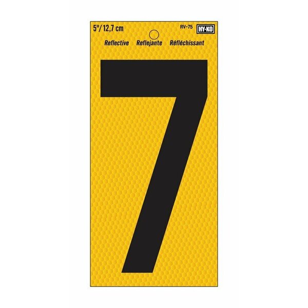 Hy-Ko Number 7 Yellow 5 in.Reflct RV-75/7